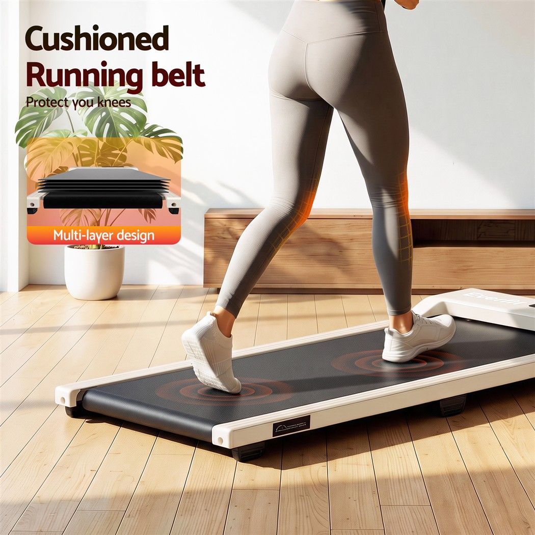 Everfit 3 in 1 Walking Pad Treadmill 12% Incline Under Desk Treadmills for Home Gym With 38cm Wide Belt Beige Awezingly