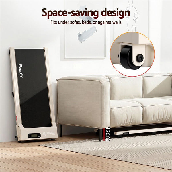 Everfit 3 in 1 Walking Pad Treadmill 12% Incline Under Desk Treadmills for Home Gym With 38cm Wide Belt Beige Awezingly