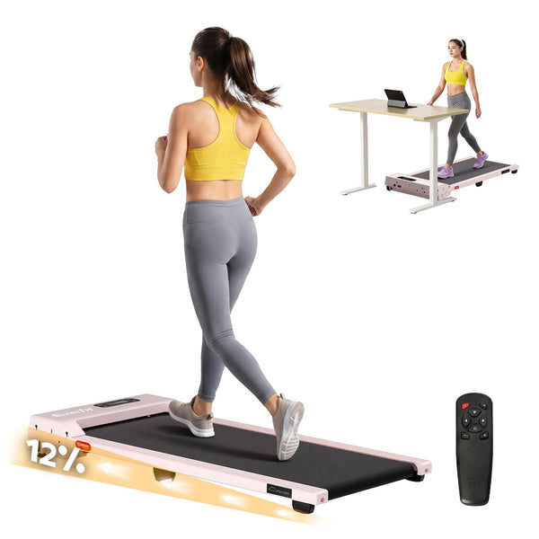 Everfit 3 in 1 Walking Pad Treadmill 12% Incline Under Desk Treadmills for Home Gym With 38cm Wide Belt Pink Awezingly