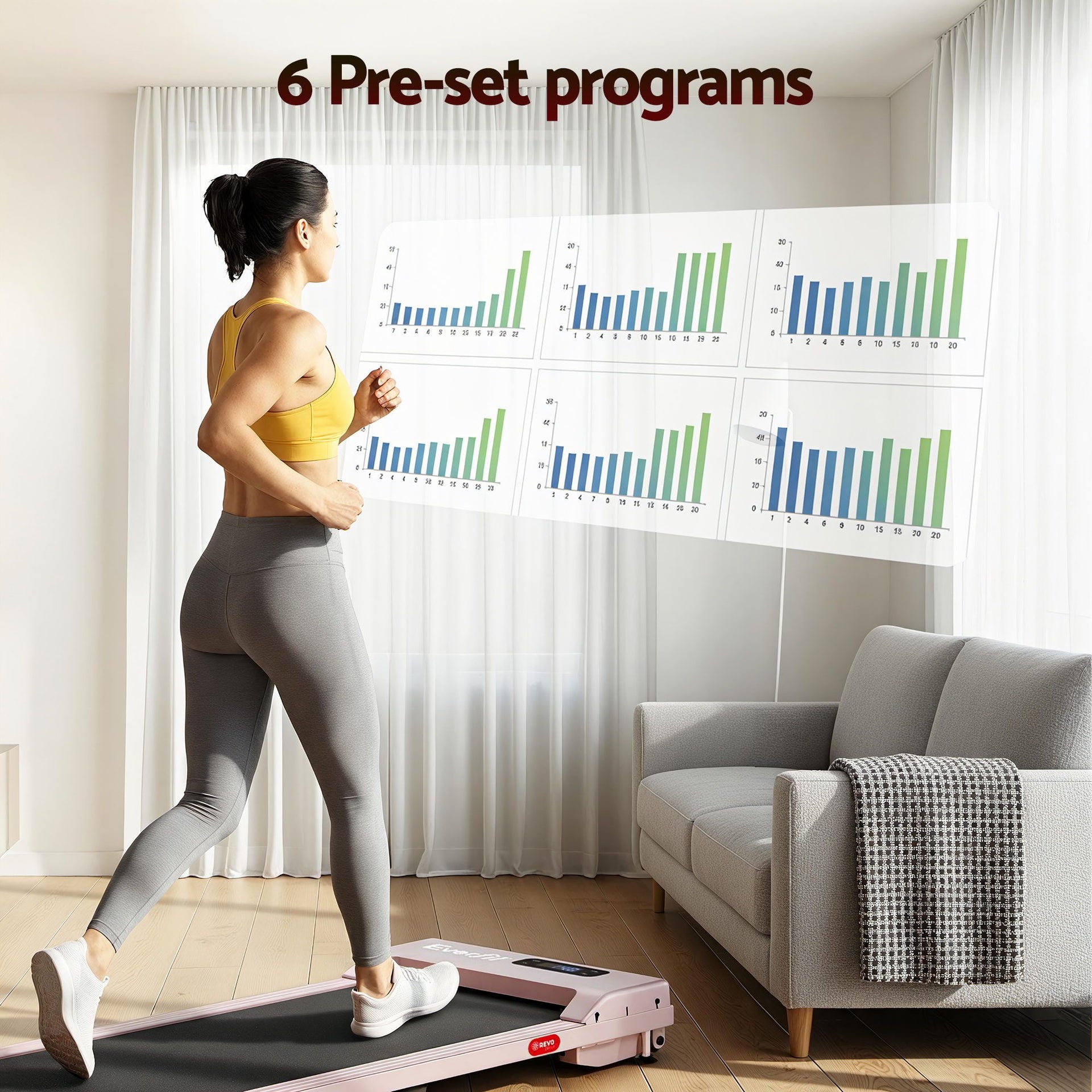 Everfit 3 in 1 Walking Pad Treadmill 12% Incline Under Desk Treadmills for Home Gym With 38cm Wide Belt Pink Awezingly
