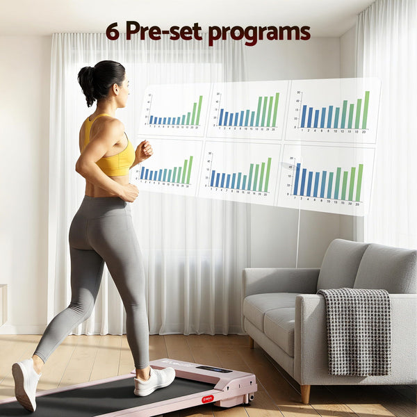 Everfit 3 in 1 Walking Pad Treadmill 12% Incline Under Desk Treadmills for Home Gym With 38cm Wide Belt Pink Awezingly