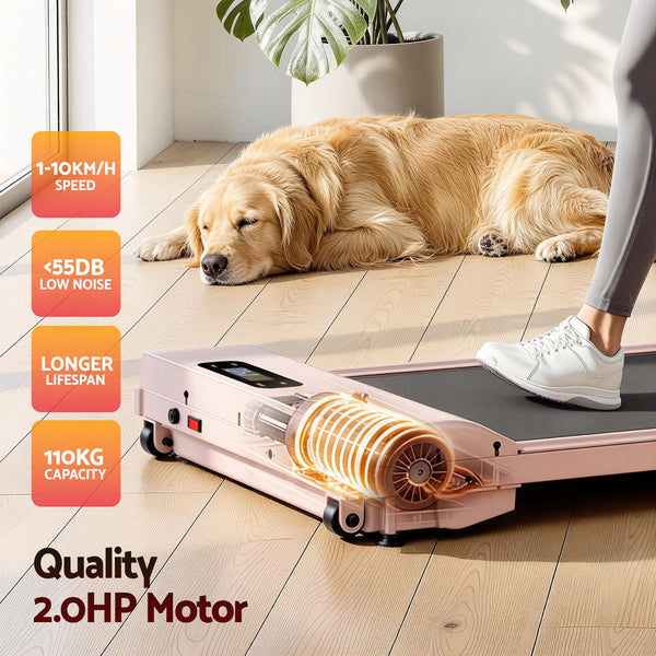 Everfit 3 in 1 Walking Pad Treadmill 12% Incline Under Desk Treadmills for Home Gym With 38cm Wide Belt Pink Awezingly