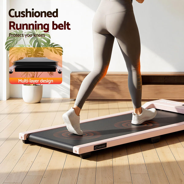Everfit 3 in 1 Walking Pad Treadmill 12% Incline Under Desk Treadmills for Home Gym With 38cm Wide Belt Pink Awezingly