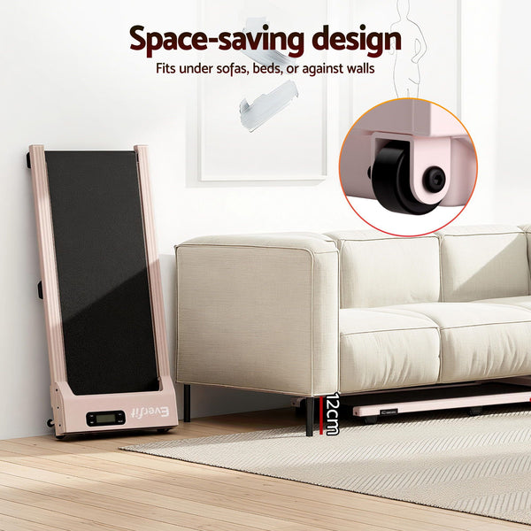Everfit 3 in 1 Walking Pad Treadmill 12% Incline Under Desk Treadmills for Home Gym With 38cm Wide Belt Pink Awezingly