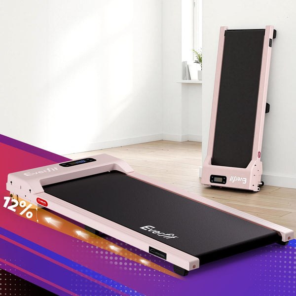 Everfit 3 in 1 Walking Pad Treadmill 12% Incline Under Desk Treadmills for Home Gym With 38cm Wide Belt Pink Awezingly