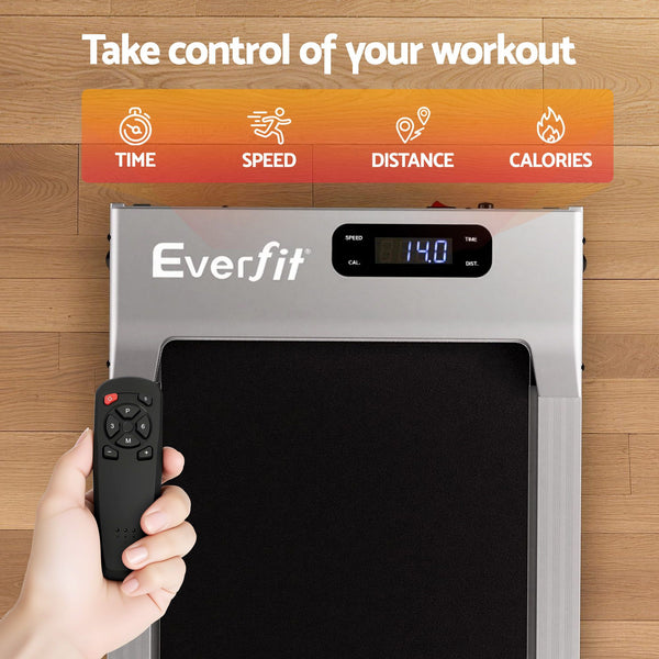 Everfit 3 in 1 Walking Pad Treadmill 12% Incline Under Desk Treadmills for Home Gym With 38cm Wide Belt Silver Awezingly