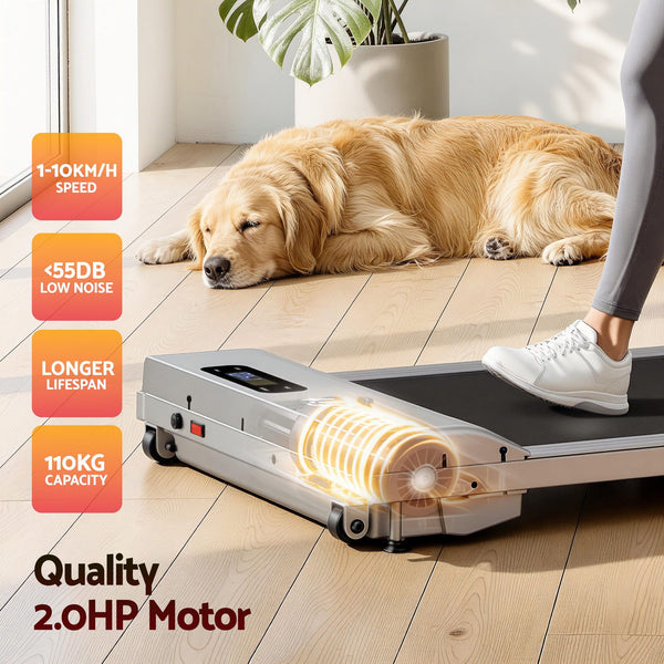 Everfit 3 in 1 Walking Pad Treadmill 12% Incline Under Desk Treadmills for Home Gym With 38cm Wide Belt Silver Awezingly