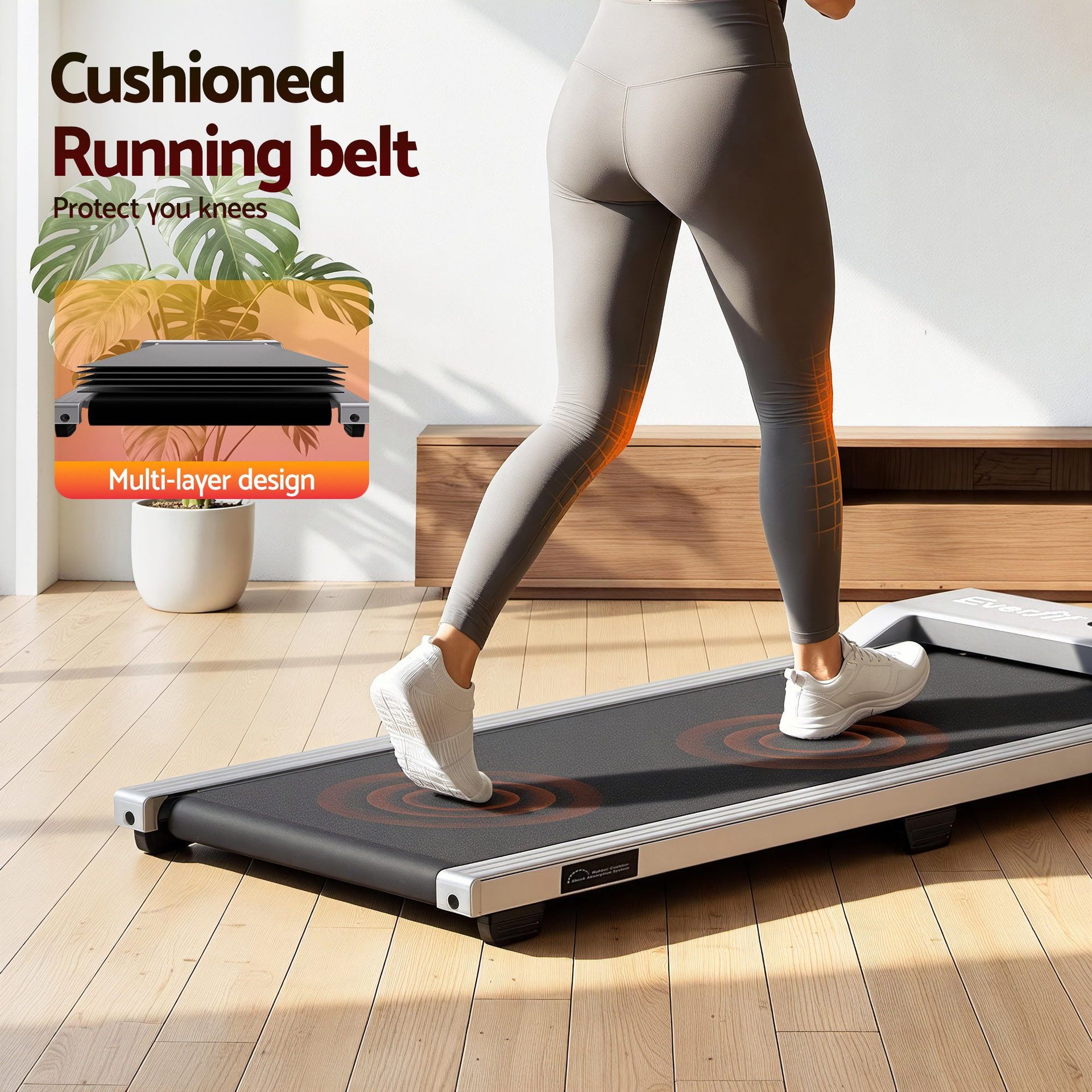Everfit 3 in 1 Walking Pad Treadmill 12% Incline Under Desk Treadmills for Home Gym With 38cm Wide Belt Silver Awezingly