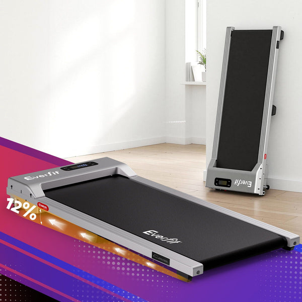 Everfit 3 in 1 Walking Pad Treadmill 12% Incline Under Desk Treadmills for Home Gym With 38cm Wide Belt Silver Awezingly