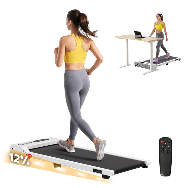 Everfit 3 in 1 Walking Pad Treadmill 12% Incline Under Desk Treadmills for Home Gym With 38cm Wide Belt White Awezingly