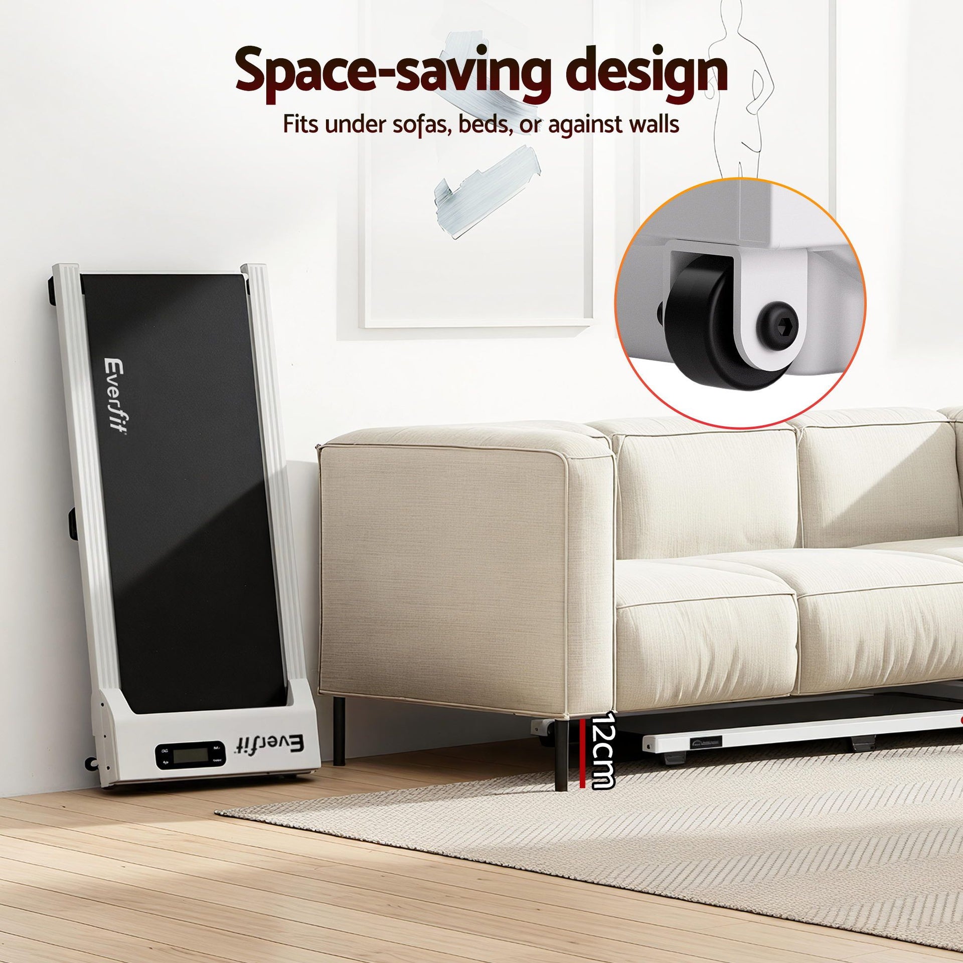 Everfit 3 in 1 Walking Pad Treadmill 12% Incline Under Desk Treadmills for Home Gym With 38cm Wide Belt White Awezingly