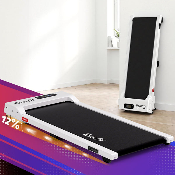 Everfit 3 in 1 Walking Pad Treadmill 12% Incline Under Desk Treadmills for Home Gym With 38cm Wide Belt White Awezingly