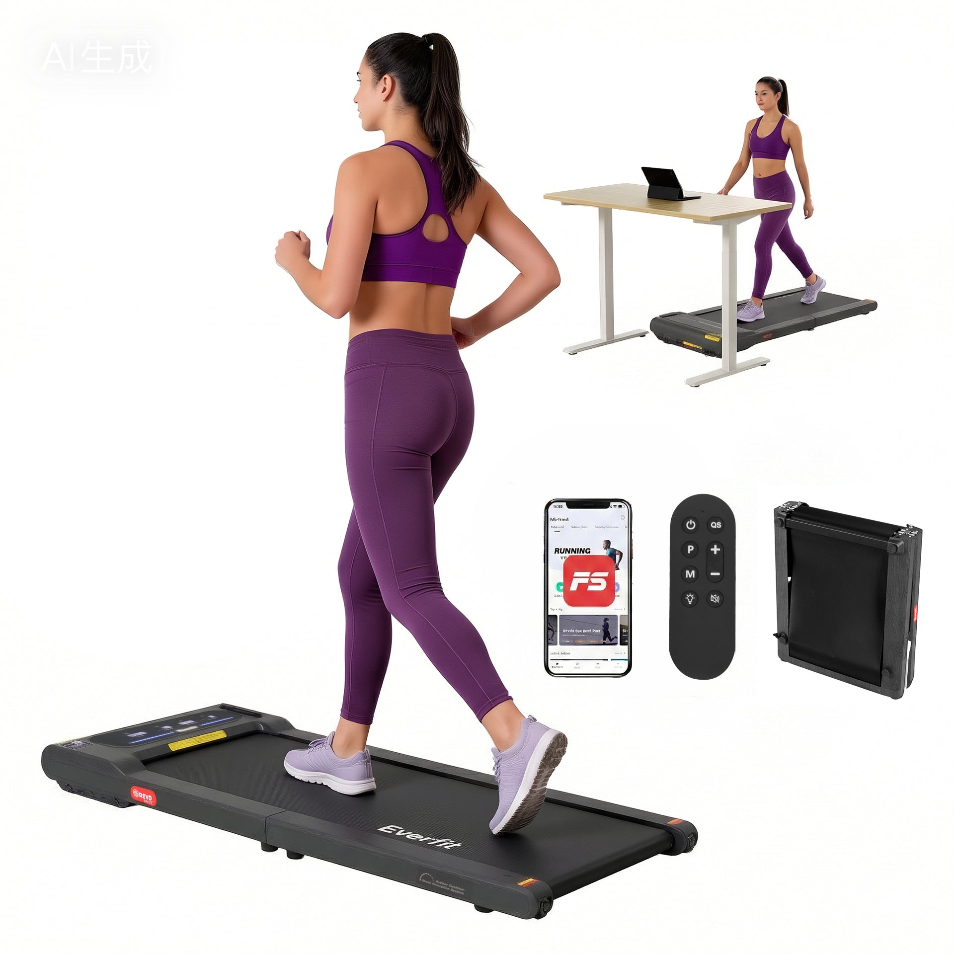 Everfit Walking Pad Treadmill 2 in 1 Foldable Under Desk for Home Gym With 38cm Belt With APP Awezingly