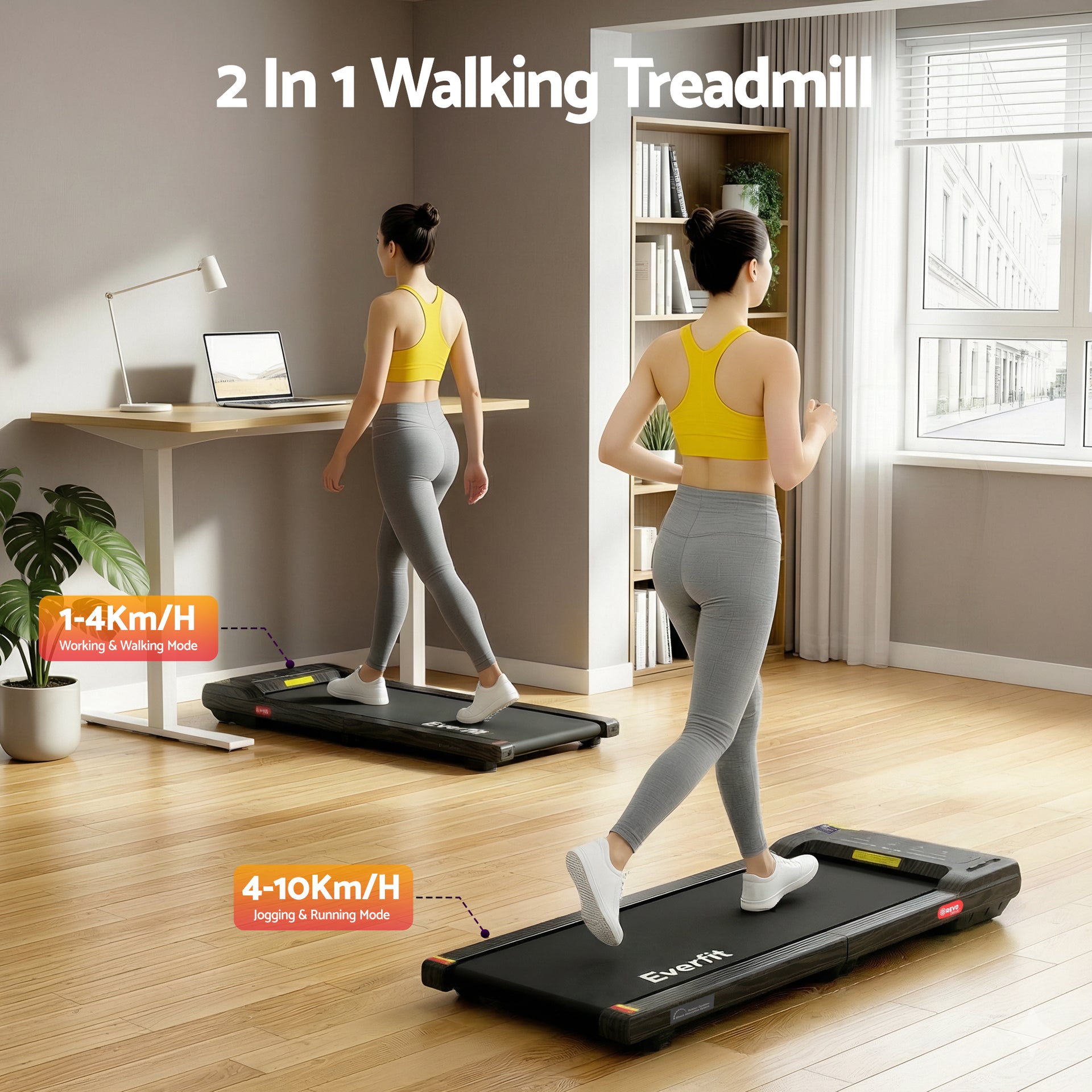 Everfit Walking Pad Treadmill 2 in 1 Foldable Under Desk for Home Gym With 38cm Belt With APP Awezingly