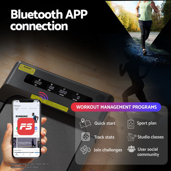 Everfit Treadmill Electric Walking Pad Incline Under Desk Home Gym 380mm Black Awezingly