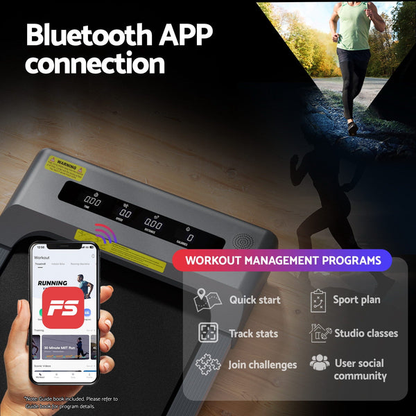 Everfit Treadmill Electric Walking Pad Incline Under Desk Home Gym 380mm Grey Awezingly