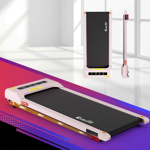 Everfit Treadmill Electric Walking Pad Incline Under Desk Home Gym 380mm Pink Awezingly