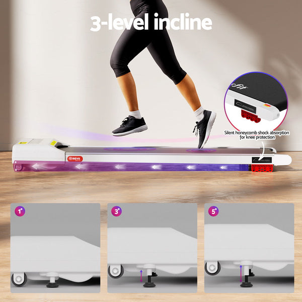 Everfit Treadmill Electric Walking Pad Incline Under Desk Home Gym 380mm White Awezingly