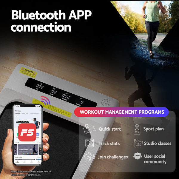 Everfit Treadmill Electric Walking Pad Incline Under Desk Home Gym 380mm White Awezingly