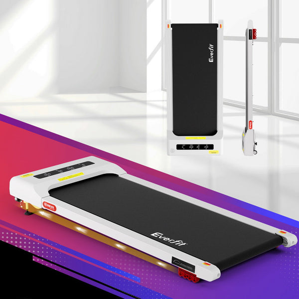 Everfit Treadmill Electric Walking Pad Incline Under Desk Home Gym 380mm White Awezingly