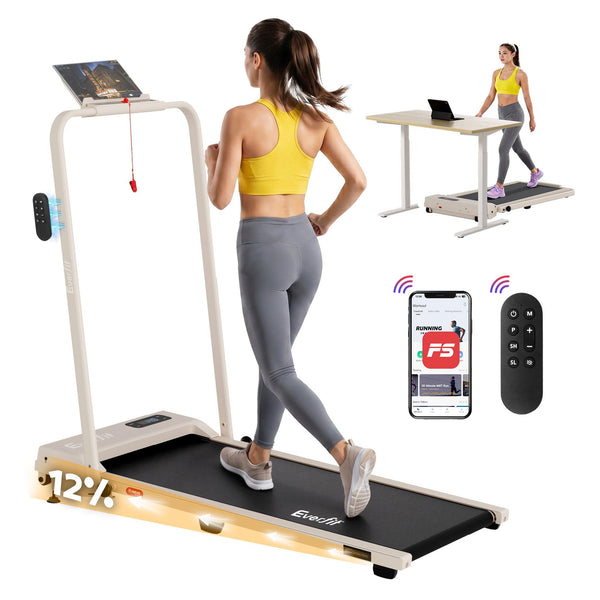 Everfit 3 in 1 Walking Pad Treadmill 12% Incline Under Desk Foldable Treadmills for Home Gym With 38cm Wide Belt APP Control Awezingly
