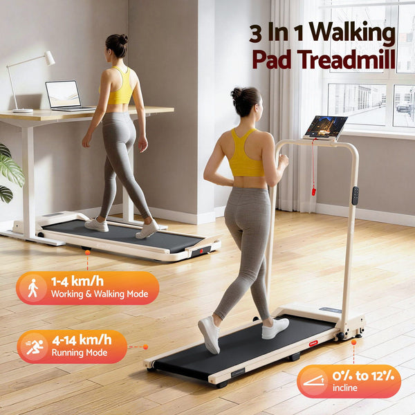 Everfit 3 in 1 Walking Pad Treadmill 12% Incline Under Desk Foldable Treadmills for Home Gym With 38cm Wide Belt APP Control Awezingly