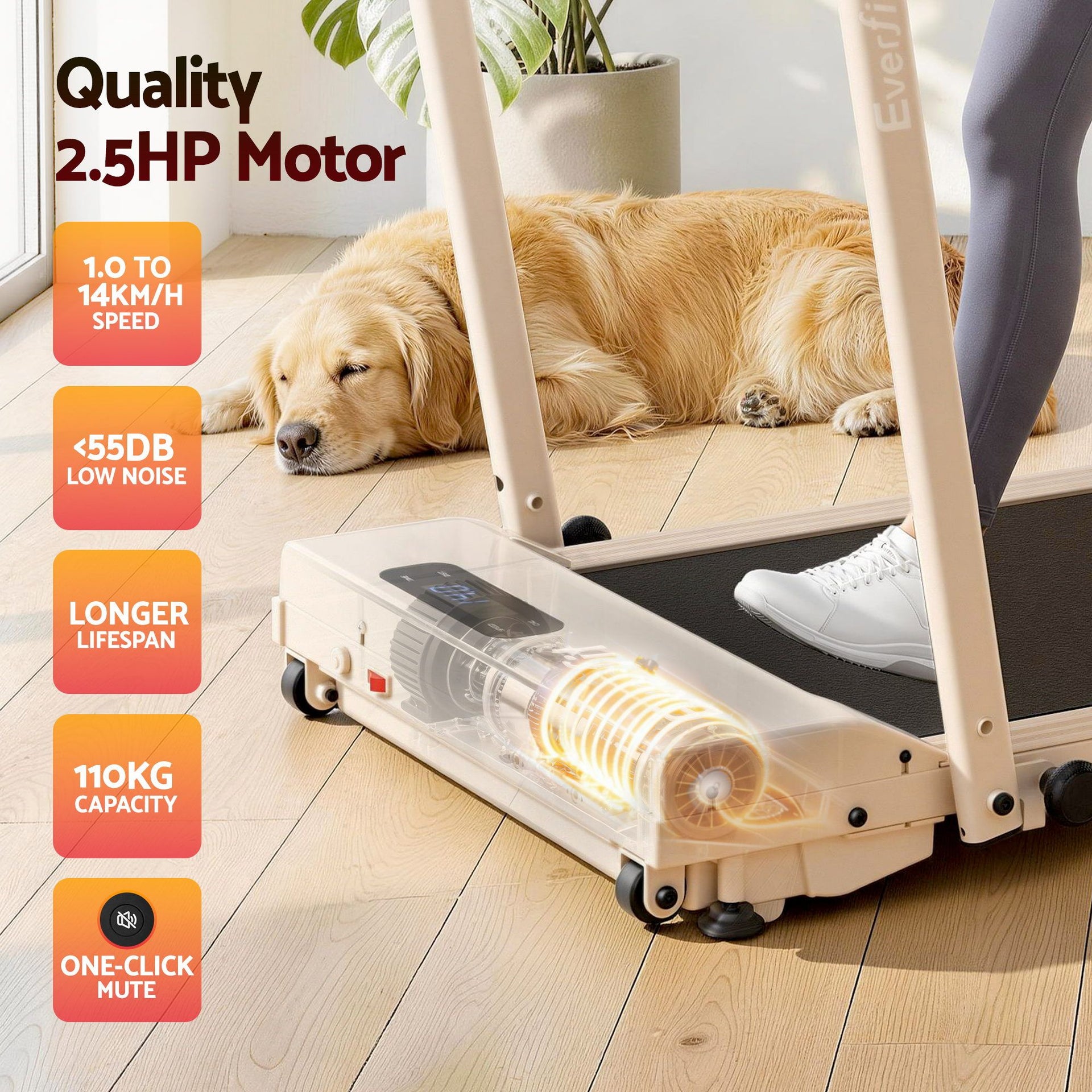 Everfit 3 in 1 Walking Pad Treadmill 12% Incline Under Desk Foldable Treadmills for Home Gym With 38cm Wide Belt APP Control Awezingly