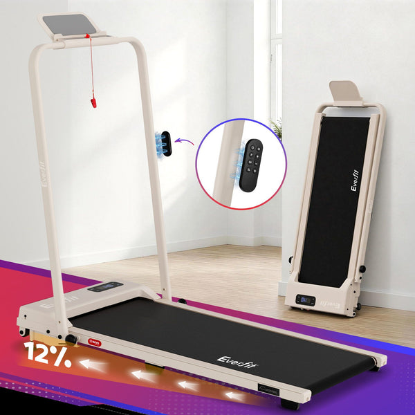 Everfit 3 in 1 Walking Pad Treadmill 12% Incline Under Desk Foldable Treadmills for Home Gym With 38cm Wide Belt APP Control Awezingly