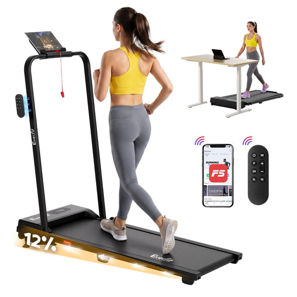 Everfit 3 in 1 Walking Pad Treadmill 12% Incline Under Desk Foldable Treadmills for Home Gym With 38cm Wide Belt APP Control Awezingly