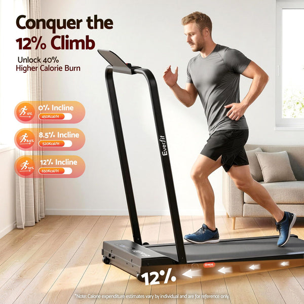 Everfit 3 in 1 Walking Pad Treadmill 12% Incline Under Desk Foldable Treadmills for Home Gym With 38cm Wide Belt APP Control Awezingly
