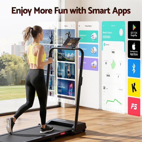 Everfit 3 in 1 Walking Pad Treadmill 12% Incline Under Desk Foldable Treadmills for Home Gym With 38cm Wide Belt APP Control Awezingly