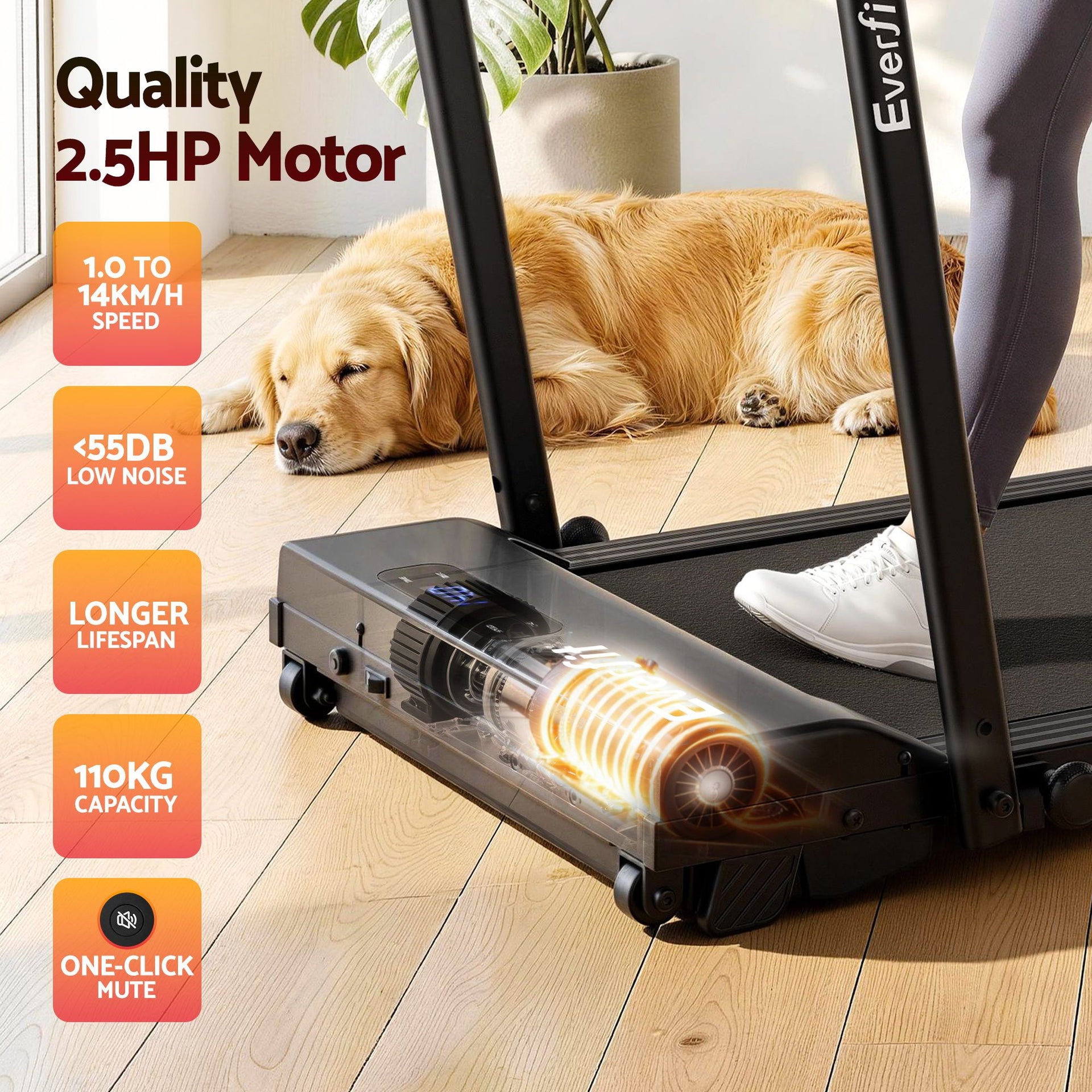 Everfit 3 in 1 Walking Pad Treadmill 12% Incline Under Desk Foldable Treadmills for Home Gym With 38cm Wide Belt APP Control Awezingly