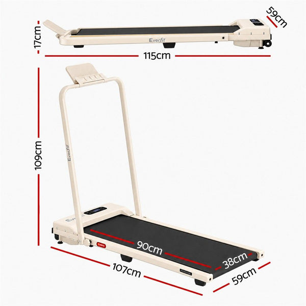 Everfit 3 in 1 Walking Pad Treadmill 12% Incline Foldable Under Desk Treadmills for Home 38cm Beige Awezingly