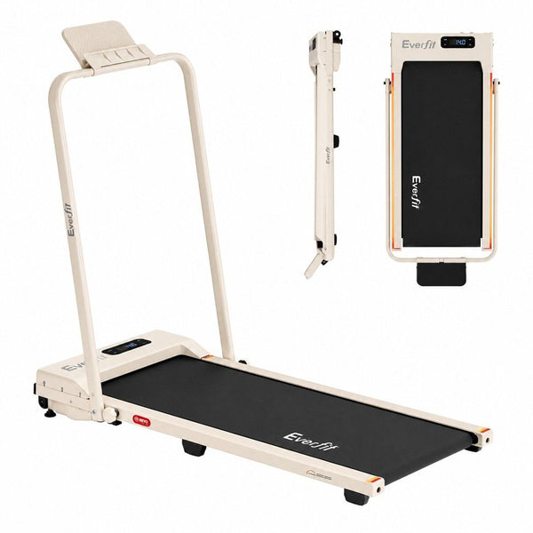 Everfit 3 in 1 Walking Pad Treadmill 12% Incline Foldable Under Desk Treadmills for Home 38cm Beige Awezingly