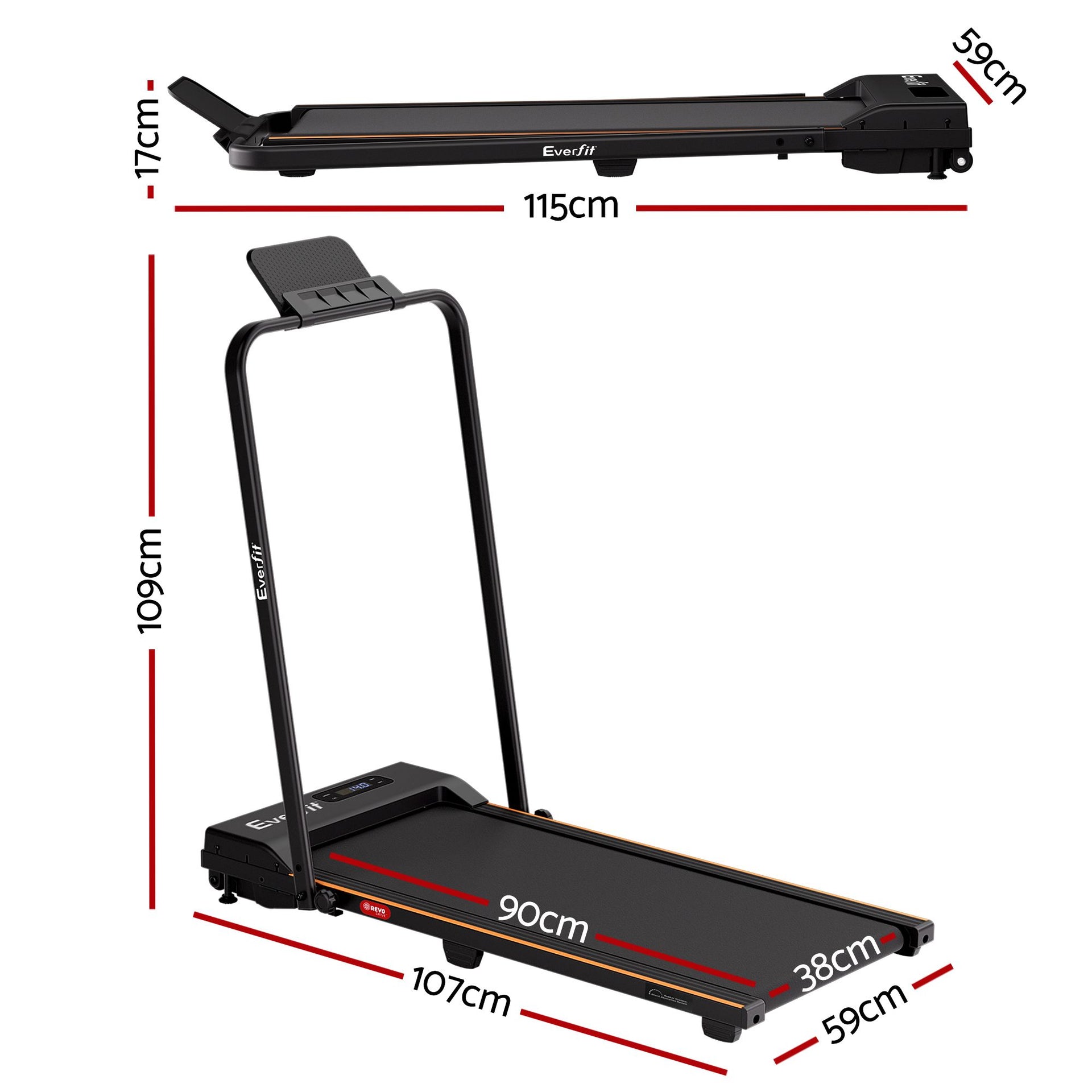 Everfit 3 in 1 Walking Pad Treadmill 12% Incline Foldable Under Desk Treadmills for Home Gym With 38cm Wide Belt Black Everfit