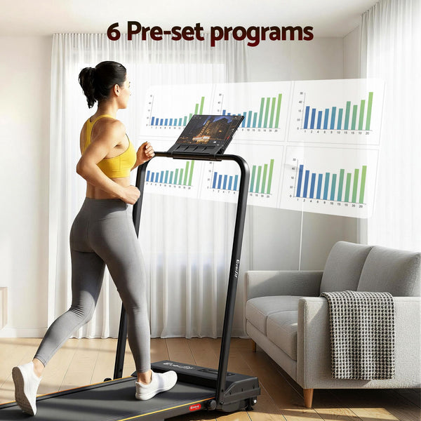 Everfit 3 in 1 Walking Pad Treadmill 12% Incline Foldable Under Desk Treadmills for Home Gym With 38cm Wide Belt Black Everfit