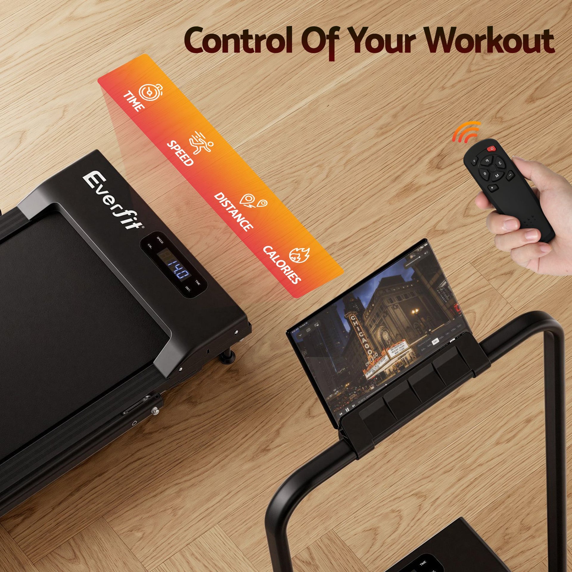 Everfit 3 in 1 Walking Pad Treadmill 12% Incline Foldable Under Desk Treadmills for Home Gym With 38cm Wide Belt Black Everfit