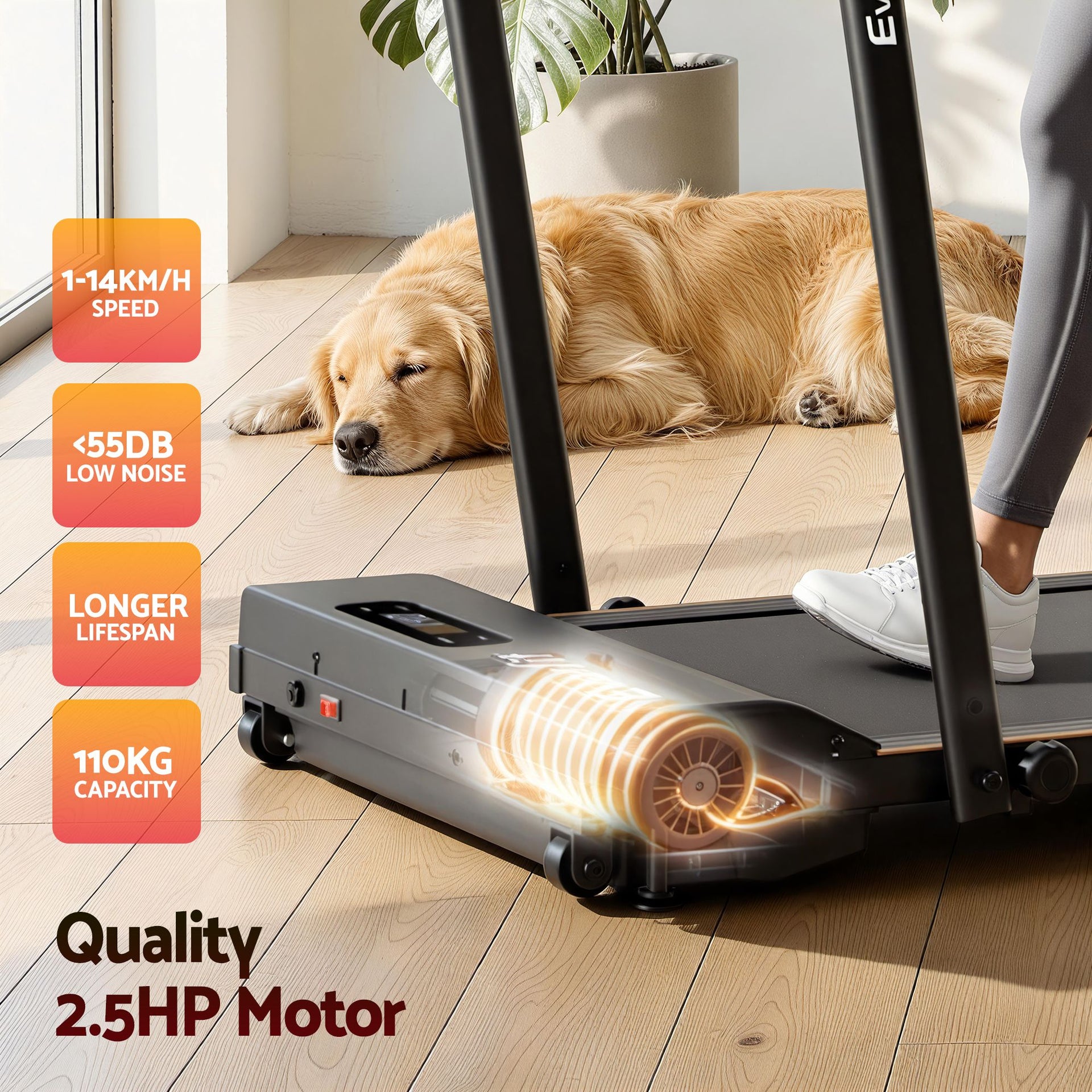 Everfit 3 in 1 Walking Pad Treadmill 12% Incline Foldable Under Desk Treadmills for Home Gym With 38cm Wide Belt Black Everfit
