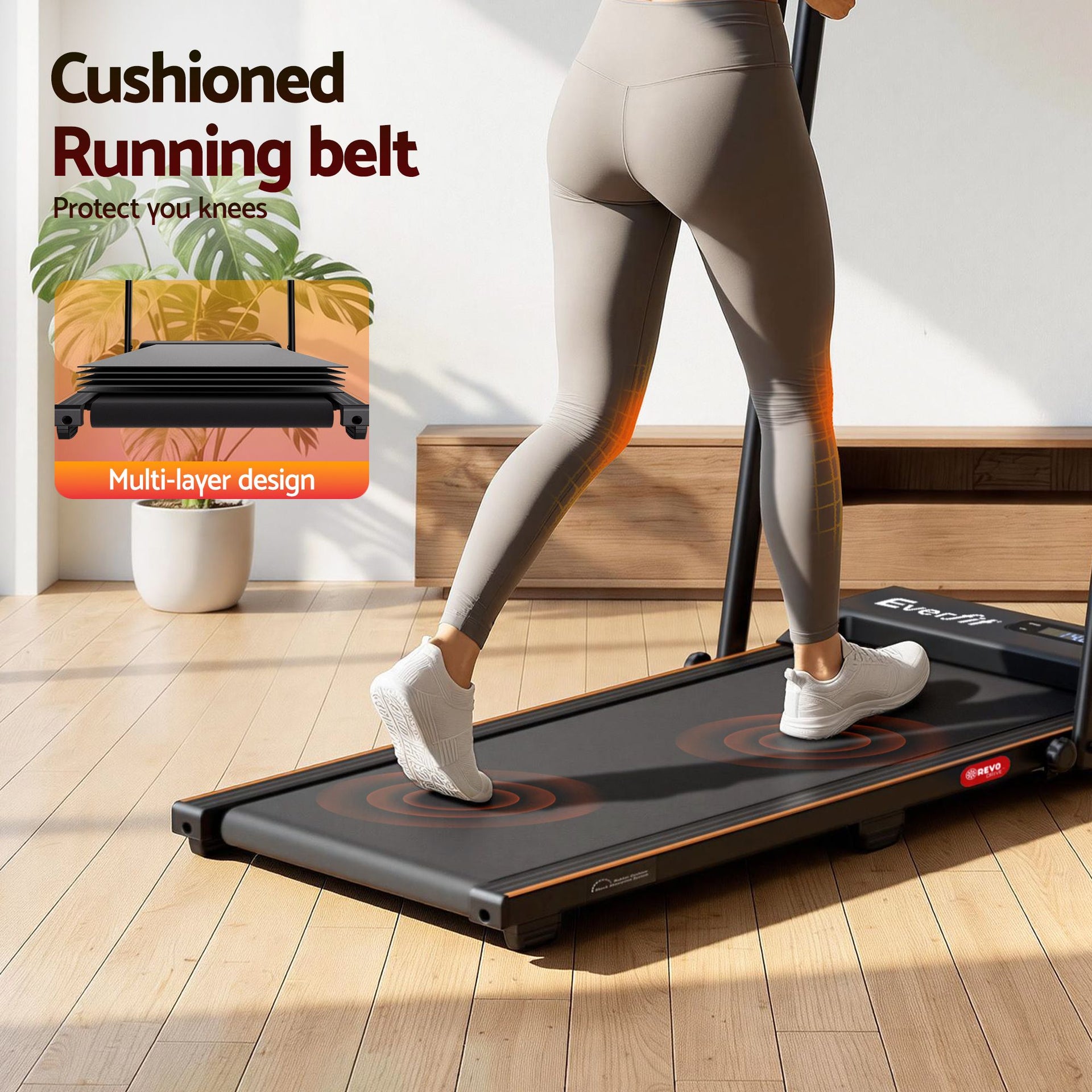 Everfit 3 in 1 Walking Pad Treadmill 12% Incline Foldable Under Desk Treadmills for Home Gym With 38cm Wide Belt Black Everfit