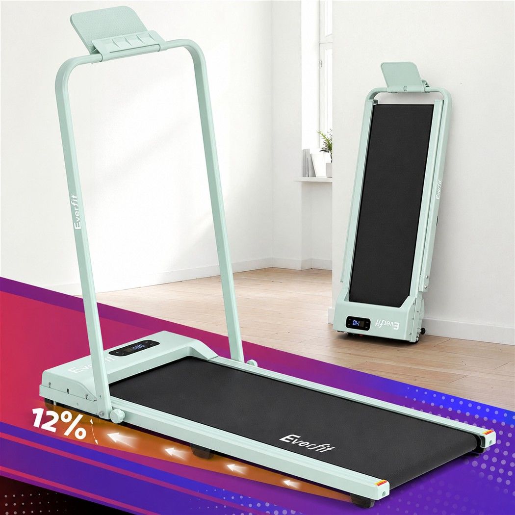Everfit 3 in 1 Walking Pad Treadmill 12% Incline Foldable Under Desk Treadmills for Home 38cm Green Awezingly