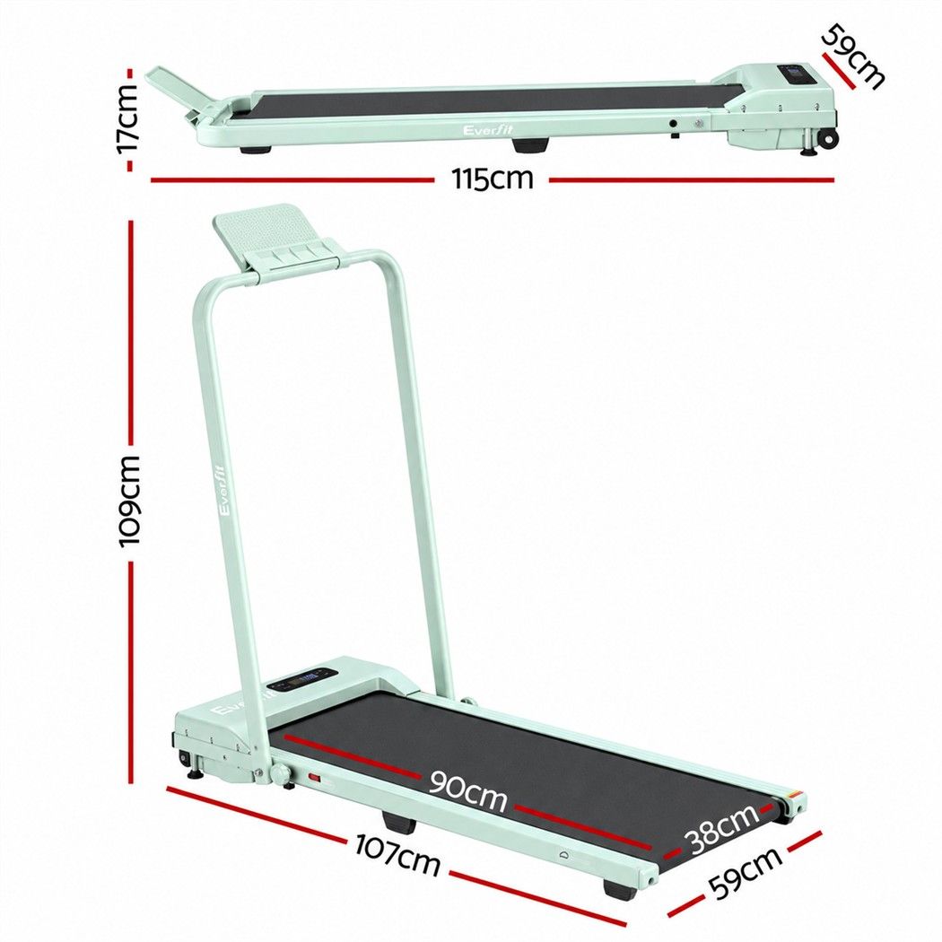 Everfit 3 in 1 Walking Pad Treadmill 12% Incline Foldable Under Desk Treadmills for Home 38cm Green Awezingly