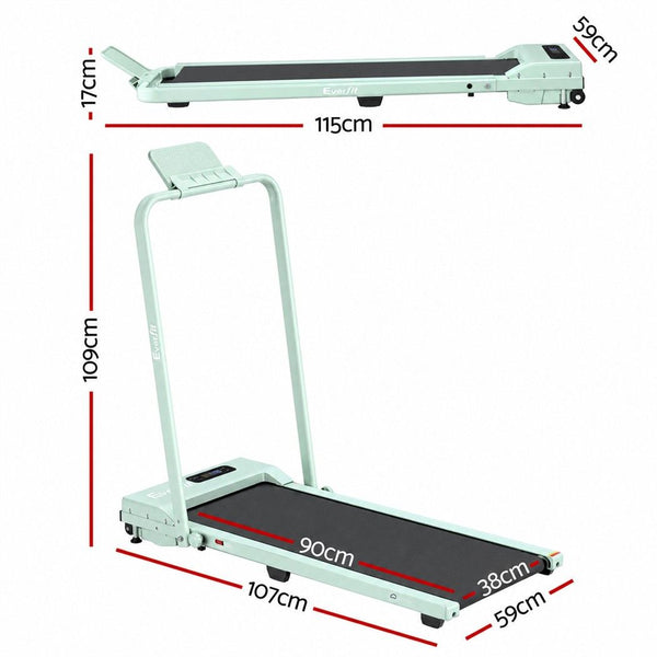 Everfit 3 in 1 Walking Pad Treadmill 12% Incline Foldable Under Desk Treadmills for Home 38cm Green Awezingly