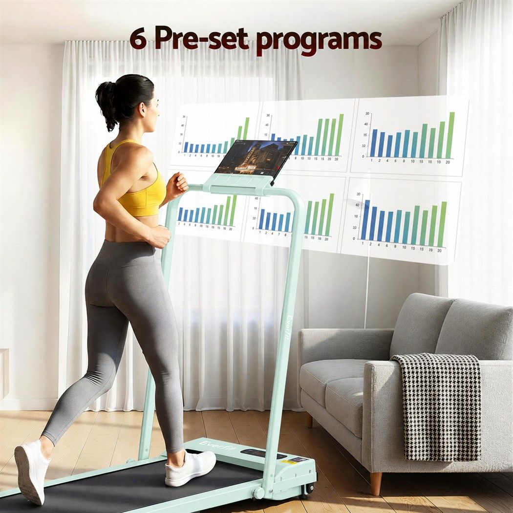 Everfit 3 in 1 Walking Pad Treadmill 12% Incline Foldable Under Desk Treadmills for Home 38cm Green Awezingly