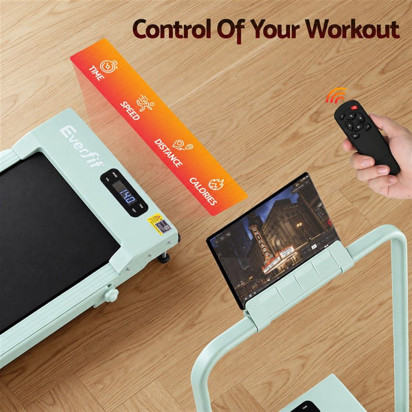 Everfit 3 in 1 Walking Pad Treadmill 12% Incline Foldable Under Desk Treadmills for Home 38cm Green Awezingly