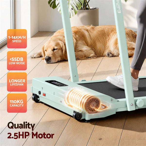Everfit 3 in 1 Walking Pad Treadmill 12% Incline Foldable Under Desk Treadmills for Home 38cm Green Awezingly