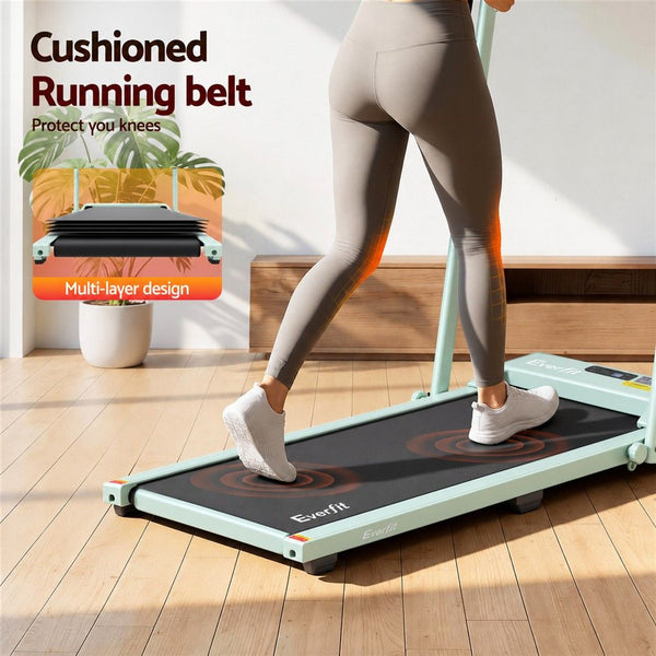Everfit 3 in 1 Walking Pad Treadmill 12% Incline Foldable Under Desk Treadmills for Home 38cm Green Awezingly
