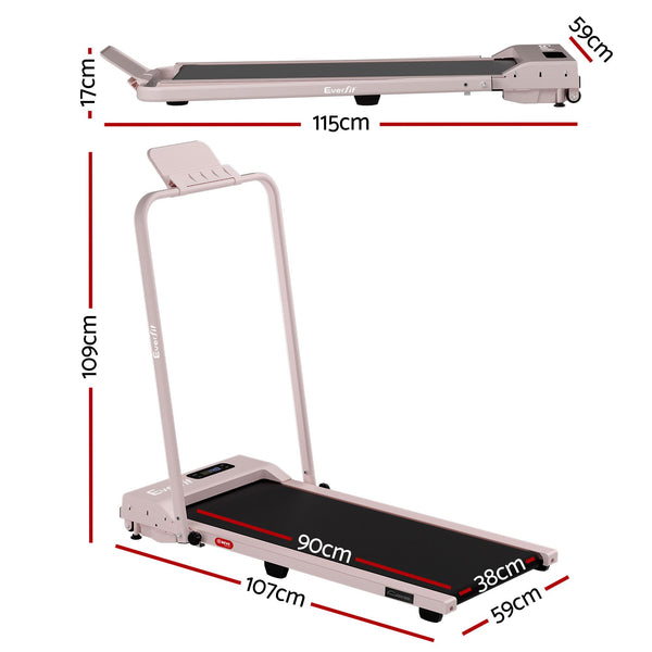 Everfit 3 in 1 Walking Pad Treadmill 12% Incline Foldable Under Desk Treadmills for Home Gym With 38cm Wide Belt Pink Everfit