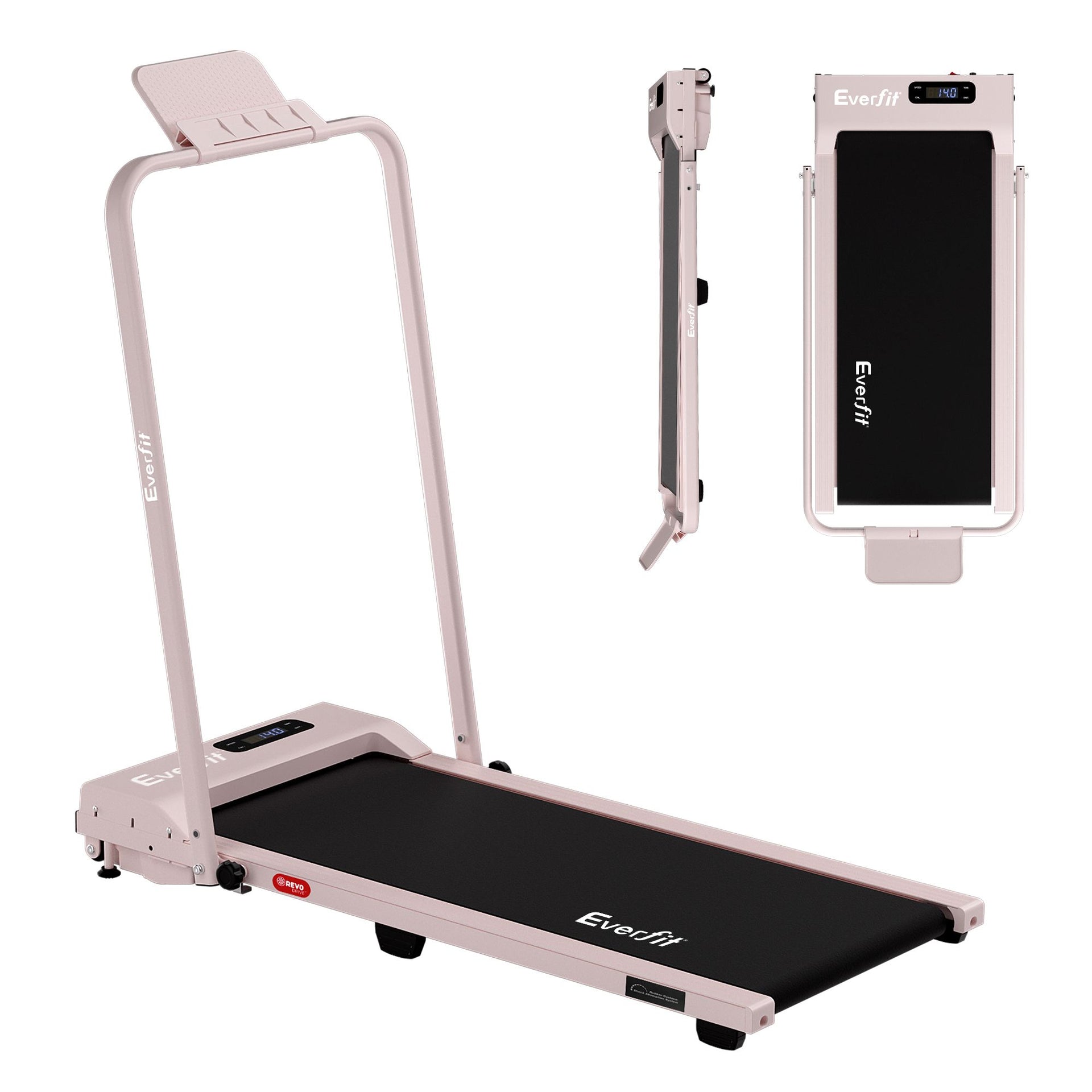 Everfit 3 in 1 Walking Pad Treadmill 12% Incline Foldable Under Desk Treadmills for Home Gym With 38cm Wide Belt Pink Everfit