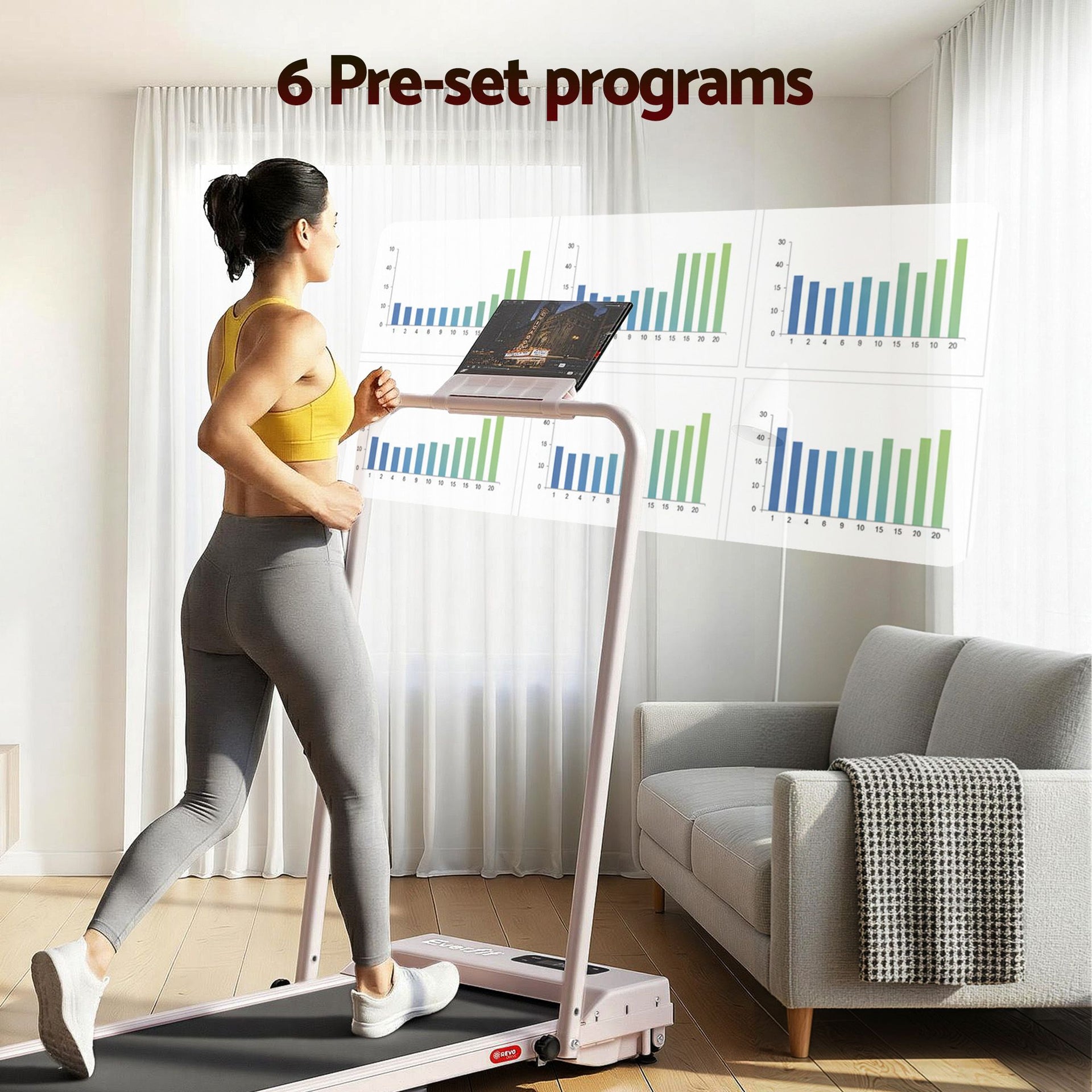 Everfit 3 in 1 Walking Pad Treadmill 12% Incline Foldable Under Desk Treadmills for Home Gym With 38cm Wide Belt Pink Everfit