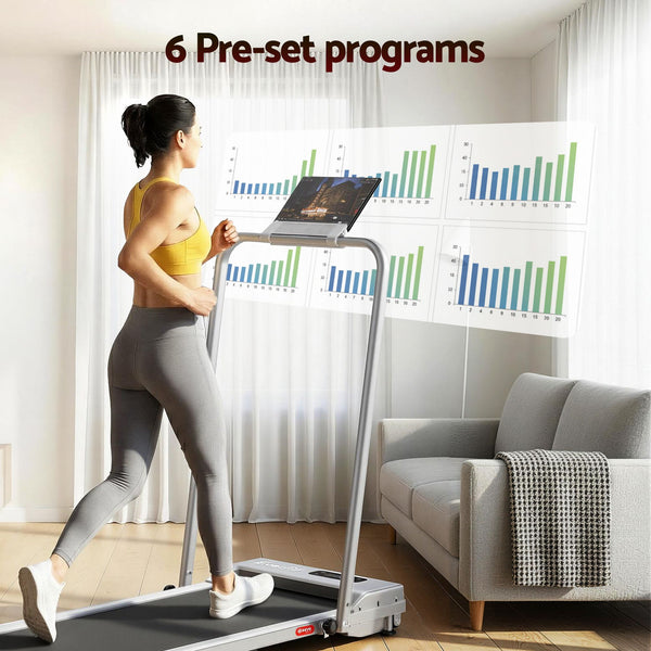 Everfit 3 in 1 Walking Pad Treadmill 12% Incline Foldable Under Desk Treadmills for Home Gym With 38cm Wide Belt Silver Everfit